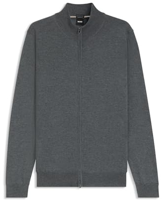 BOSS Herren Balonso-L Cardigan aus Schurwolle mit Reißverschluss und Logo-Stickerei