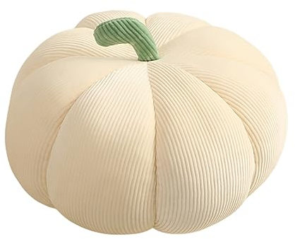 Herfair Kürbis-Überwurfkissen, 3D Plüsch Kürbis Dekokissen Kopfkissen, Halloween Kürbis Deko Kissen, Fotografie, Halloween dekoratives Kissen (beige,35cm)
