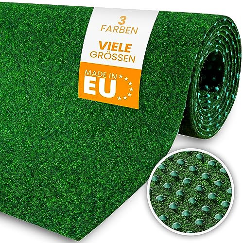 comflor Rasenteppich Outdoor für Balkon (Grün, 200x200) - Kunstrasen Meterware als Balkonbelag wasserfest & wetterfest - Kunstrasenteppich Outdoor & Indoor - Idealer Bodenbelag für den Balkon