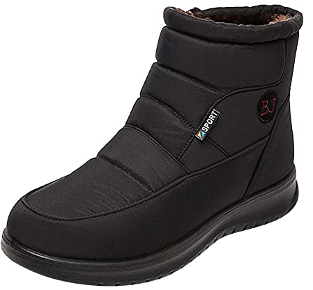 BIISDOST Botas de invierno para mujer, botas de nieve, negras, impermeables, forradas, cómodas, cálidas, de invierno, térmicas, antideslizantes, Negro , 38 EU