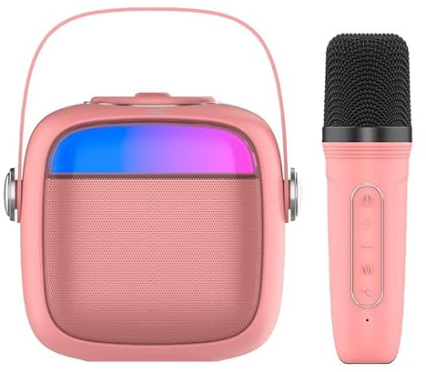 Universal Bluetooth Lautsprecher Musik 6 W Cool Mini Karaoke + Mikrofon Rosa