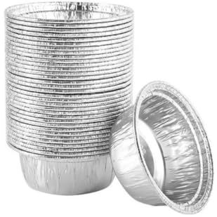 Ulalaza 30 pièces rondes 11x7,4 cm plateaux jetables en papier d'aluminium, pots en aluminium, plateaux à rôtir, conteneurs pour la cuisson, la cuisson, le stockage des aliments surgelés