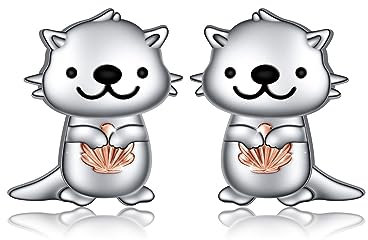 Ohrstecker Damen Silber 925 Seeotter Ohrstecker Hypoallergen Ohrringe Tier Schmuck Geschenk für Frauen Mädchen Kinder