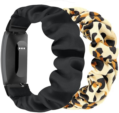 AIEDE 2 x elastische geflochtene Solo-Loop-Armbänder für Damen und Herren, Nylon, Sportband für Inspire 3 2 HR Ace 3 2, Größe L, Schwarz + Leopardenmuster