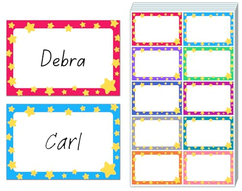 200 Stück - Buchetiketten Schule Sticker, Namensschilder Name Tag Aufkleber Etiketten - 75 x 50 mm, 10 Farben