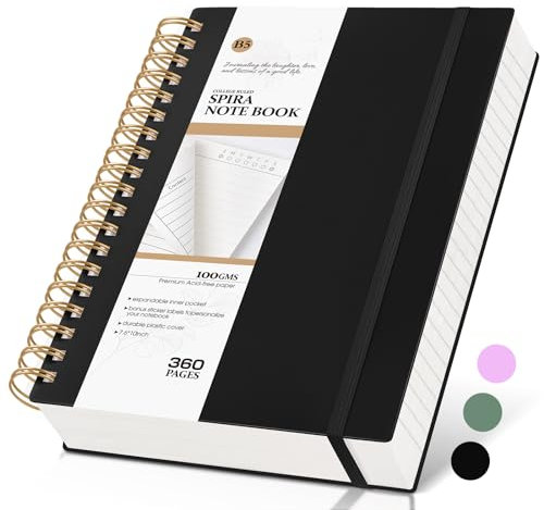 MUAHLIUB Spiral Notebooks B5 Black