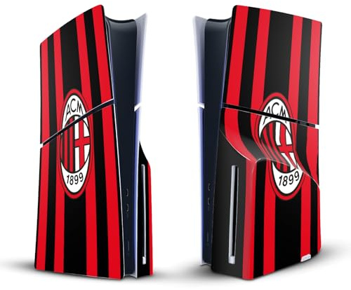 Head Case Designs Licenza Ufficiale AC Milan Home 2021/22 Kit Crest Vinile Sticker Gaming Pelle Adesivo Compatibile con Sony Playstation 5 PS5 Slim Disc Edition Console