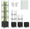 COSTWAY Raised Garden Bed with Trellis, 3 Height Adjustable Rolling Planter Box with Self-Watering System, Detachable Metal Tubes & Wheels, 219cm Garden Trellis Supports Tower for Climbing Plants