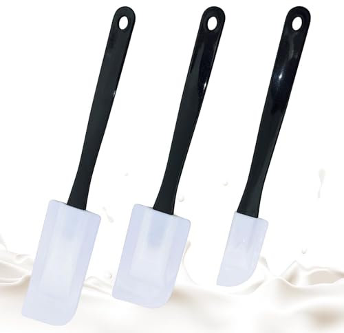 3 Pcs Heat Resistant Spatula Thin Lightweight Cake Scrapers 3 Sizes Multipurpose Cream Scraper Spatula Set for Baking Cooking (White)