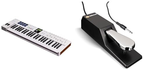 Arturia KeyLab Essential 49 Mk3 White - Master Keyboard & M-Audio SP-2 - Universal Sustain Pedal with Piano Style Action
