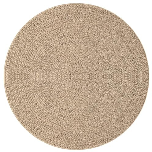 vidaXL Teppich, Teppich für Wohnzimmer Garten Balkon Terrasse, Bodenmatte Rund, Balkonteppich Terrassenteppich, Ø 200cm Jute-Optik Indoor Outdoor