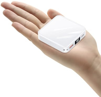The Smallest 10000mAh Small Power Bank, Fast charge Mini Portable Charger, USB C Input/Output with Smart LED Display, with External Battery Bank for iPhone, iPad,Samsung, Android Phones, Tablet