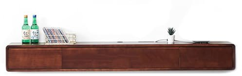 HYANXUE Mobile TV Sospeso In Legno Massello, Mobile TV Fissato Alla Parete, Ripiani TV Sospesi Con 2 Grandi Ante, Moderna Console Multimediale Per L'Intrattenimento Centrale Grande Panca TV Portaogget