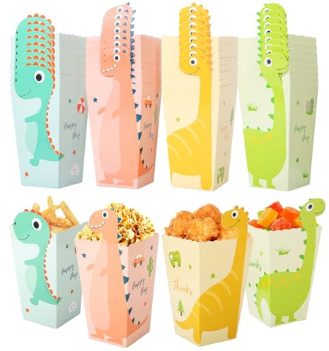 Furuising 40 Stück Popcorn Tüten Klein, Dinosaurier Popcorn Boxen, 11,5x7x5cm Popcorntüten, Eimer, Snacks Süßigkeiten Behälter für Geburtstagsfeier Familienfeier Kinoabende