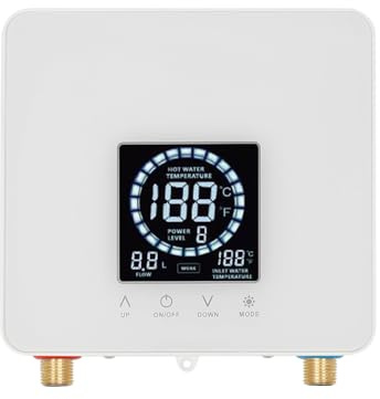 Wassererhitzer 7500W Elektronischer Durchlauferhitzer mit LED-Anzeige, Dual-Modus-Temperaturregelung 30-55℃, Durchlauferhitzer Küche mit Fernbedienung, für Küchenspüle (Weiß)