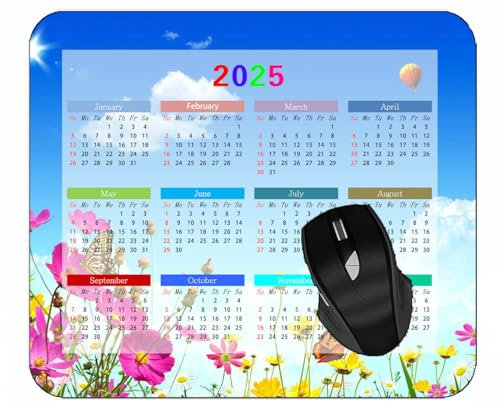 YENDOSTEEN Mouse Pad 2025 Calendar with Holidays,Flowers Sky Butterflies BalloonsAnti Slip Rubber Mousepads #24