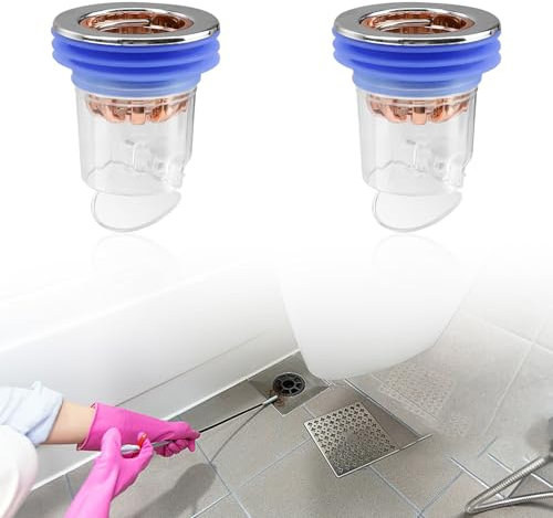 HJIAMA Enchufe Antiolores 2 Piezas, Desague Antiolores, Diseño de Drenaje Magnético, con Canasta de Filtro ABS, Válvula Antirretorno Desague, Adecuado para Cocina, baño, Fregadero