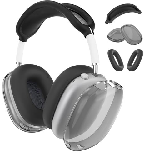 MMOBIEL Silikon-Schutzhülle für AirPods Max Kopfhörer Clear Soft TPU Ohrmuscheln Abdeckung, Silikon Ohrpolster Hülle, Kopfbandabdeckung - Anti-Kratz weicher Silikonschutz – Schwarz