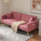 Dolamaní 2-in-1 Schlafsofa Sofa Couch mit Schlaffunktion, Verstellbarer Rückenlehne, goldenen Beinen, mit Kissen (Rosa)