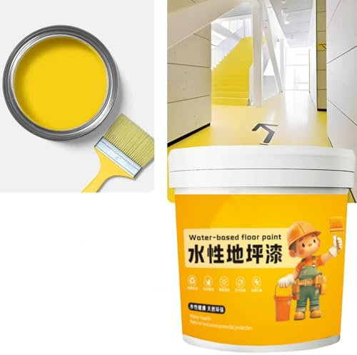 Generic Peinture de sol époxy imperméable à l'eau 300 g Tartrazine Peinture béton Finition mate Usage unique Intérieur et extérieur Pinceau inclus