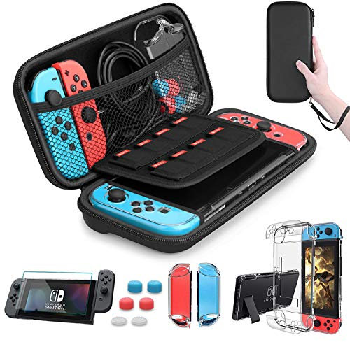 Generico Custodia per Nintendo Switch, Cover trasparente con Pellicole Protettive/Thumb Grips Console Accessori