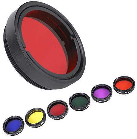 6 PCS Kit de Filtro de Telescopio Colorido para Oculares Telescopios de 1.25 Pulgadas, Mejorar el Contraste para la Luna, Júpiter, con Caja de Almacenamiento Portátil, Reducir