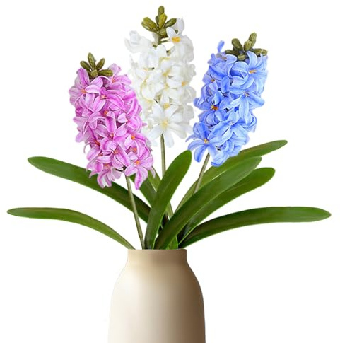 Muzrunq Künstliche Hyazinthe Blumen, 3pcs 16.5x4 Simulation 3D Real Touch & schöne falsche Hyazinthe Blumen für Home Party Decor