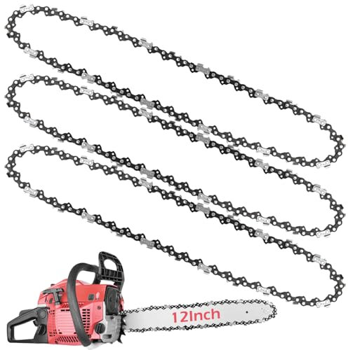 3-Pack 12-Inch Chainsaw Replacement Chain - 45 Drive Links Compatible with 12-Inch Chainsaws