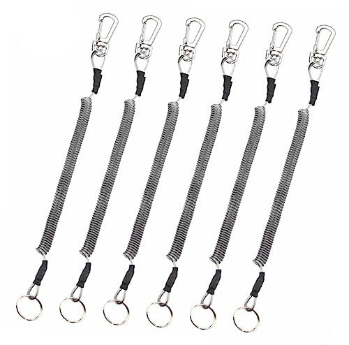 BRIGHTFUFU 6pcs Elastic Key Chains Carabiner Fishing Rope for Quick Access to Tools and Lightweight for Outdoor Activities and Fishing Gear