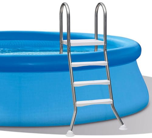 AIBOTY Échelle de Piscine Double Face de 33/43/53/63 de Haut pour la Natation Hors Sol, capacité de Charge 250 kg Cadre en Acier Inoxydable 304 avec marches Double Face en Plastique Robuste,3 Step