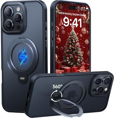 Peerock für iPhone 16 Pro Max Hülle mit 360°Drehbarem Unsichtbarem Magnet-Ständer, TOP Militärschutz & Magnetkraft für iPhone 16 Pro Max Case, Stoßfestes & Kratzfestes Mattgehäuse 6,9, Schwarz
