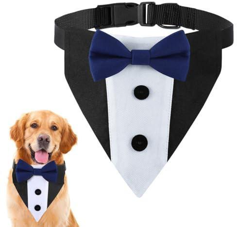 1 Stück Blau Hunde-Smoking-Bandana, Baumwolle, Hundehalstuch Weihnachten, formelles Hundehalsband, Hunde Halstücher,Hundefliege, Fliege für Hunde, Größe M, Geeignet mittelgroße und große