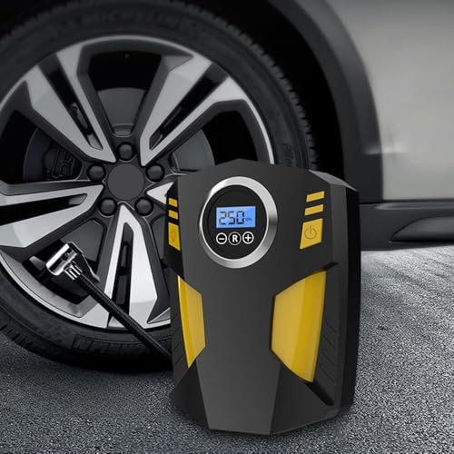 Telituny Digitaler Luftkompressor für Auto-Autopumpe, tragbarer Reifenfüller mit LED-Licht, DC 12 V