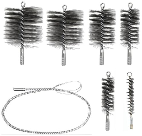5 Pièces Kit de Hérisson Ramonage, Goupillon Métallique, Kit Ramonage Poêle à Granulé, Le Nettoyage des Gaines Souples, Le Nettoyage des Tuyaux de Poêle et L'élimination de la Rouille