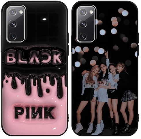 2 Stück Handyhülle für Samsung S20 FE 5G/S20 Lite/S20 Fan Edition Hülle 6.5'', Korea Idol Blackpink Kpop Star Rose Jenny Lisa Jisoo Pose Muster Case Schwarz Schutzhülle Stoßfest TPU Ultra Dünn Cover