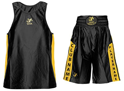 VIPER Boxing Kit Set Children Senior Junior Kids Jersey Vest Shorts Sports Boys Full Kit Black/Gold M