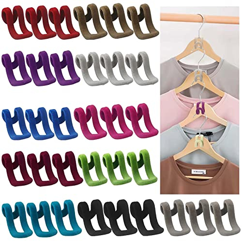 33Pcs Kleiderbügel Haken,Platzsparende Kleiderbügel Verbinder,Mini Beflockungshaken,Rutschfester Cascading Kleiderbügelhaken Anschlusshaken für Bügel Schrank Platzeinsparung