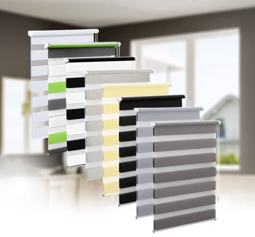 Eurohome Doppelrollo Klemmfix ohne Bohren, Duo Rollo,70cm x 150cm (Stoffbreite 66 cm) Grau Transparentes und undurchsichtiges Sichtschutz Rollo mit Klemmträgern für Fenster und Türen