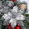 Yueshop 10 PCS Christmas Flowers Large (15CM) Poinsettia Glitter Flower Christmas Tree Hanging Party Xmas Decor(Silver)