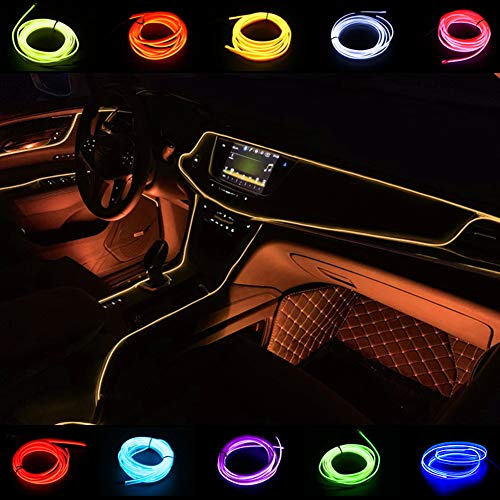 Kmruazre EL-Draht 2M/6FT führte flexible weiche Schlauch-Draht-Lichter leuchtendes Neonautoseil-Streifen-Licht-Weihnachtsdekor DC-12V für Auto-Angebot 360 Grad der Ablichtung(Orange)