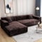HEYOMART Sofabezug Ecksofa L Form Stretch Plüsch Sofa Überzug Universal Couchbezug Für 1/2/3/4 Sitzer - 4 Sitzer, Braun (L Form Ecksofa Erfordert Zwei)