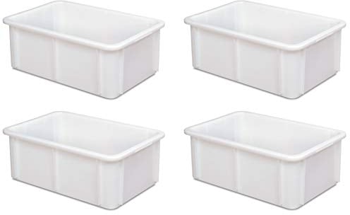 BRB 4x Eurobehälter für schwere Lasten, LxBxH 600x400x215 mm, 40 Liter, weiß