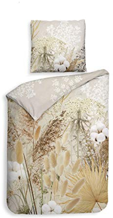 HNL Mako Satin Bettwäsche Balko Natur (155x220 + 80x80 cm)