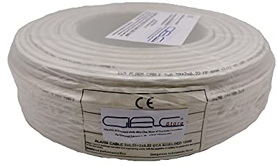 Glac Store® Cavo Cavi Allarme 4 Fili Bobina 2X0,22+2X0,50 mm 2+2 Matassa da 100 metri CCA Schermato Professionale Certificato Anti Propagazione in caso di Incendio