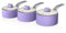 Swan Retro SWPS3020PURN Batería Cocina 3 Cazos 16 18 20cm, 3 Tapas Vidrio, Aluminio Prensado 3mm, Inducción, Antiadherente Cerámica libre PFOA y PTFE, Apta para todas las Cocinas, Vintage, Morado