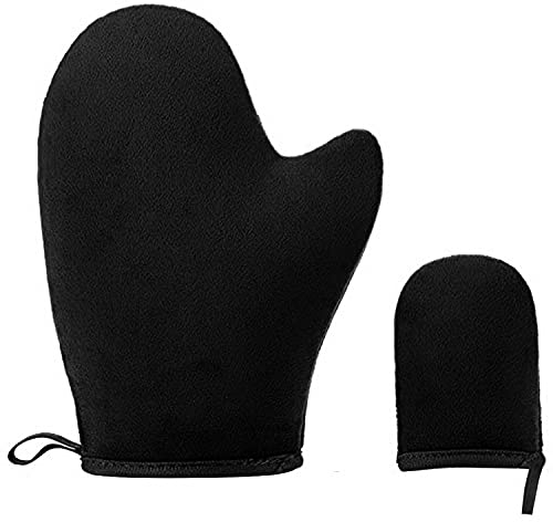 2 Stück Selbstbräuner Handschuh, Selbstbräuner Körper Handschuh Selbstbräuner Tanning Handschuh Selbstbräuner Rücken Applikator für Solarium Creme, Bräunungscreme, Bräunungsöl (Schwarz)