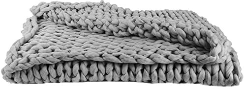 Linnea Chunky Decke, Bettdecke gestrickt, 120 x 150 cm, Grau