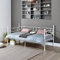 FetiNes Bettgestell aus Metall, Schlafsofa aus Schmiedeeisen, Einzelbett, kein Lattenrost erforderlich, für Matratze mit 90 x 200 cm, Weiß