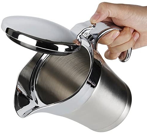 Frunimall Stainless Steel Gravy Jug, Double Insulated Gravy Jug Pots Thermal Gravy Boat with Lid for Serving Gravy Custard Cream, Sauce Milk (750ML)