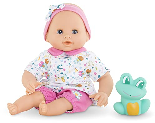 Corolle Mon Premier Poupon Badebaby Oceane, Weichkörper-Badepuppe mit Badetier, Schlafaugen, Vanilleduft, abnehmbare Kleider, 30cm, ab 18 Monate